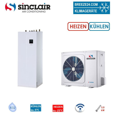 Sinclair S-THERM YUKON Set MSH-60EB + MSH-190TB/3 Wärmepumpe + Hydrobox + Speicher WiFi 6,2kW 190L