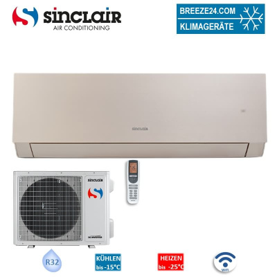 Sinclair Set Wandgerät MARVIN SIH-12BIMC + SOH-12BIM WiFi 3,5 kW champagner Raumgröße 35 - 40 m²