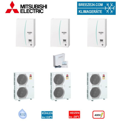Mitsubishi Electric Wärmepumpen Kaskaden Set MZ 3.140 R 42 kW PUZ-HWM140YHA + ERPX-YM9D+PAC-IF071B-E