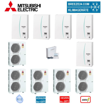 Mitsubishi Electric Wärmepumpen Kaskaden Set MZ 5.140 R 70kW PUZ-HWM140YHA +ERPX-YM9D + PAC-IF071B-E