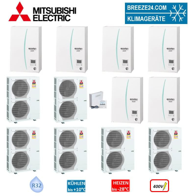 Mitsubishi Electric Wärmepumpen Kaskaden Set MZ 6.140 R 84 kW PUZ-HWM140YHA + ERPX-YM9D+PAC-IF071B-E