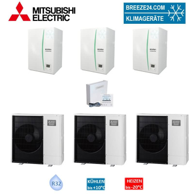Mitsubishi Electric Wärmepumpen Kaskaden Set MP 3.60 R 18 kW PUZ-WM60VAA + ERPX-YM9D + PAC-IF071B-E