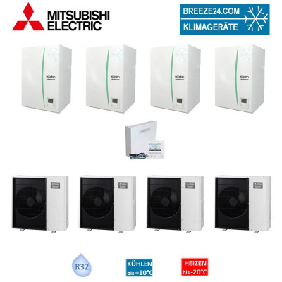Mitsubishi Electric Wärmepumpen Kaskaden Set MP 4.60 R 24 kW PUZ-WM60VAA + ERPX-YM9D + PAC-IF071B-E