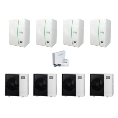 Mitsubishi Electric Wärmepumpen Kaskaden Set MP 4.60 R 24 kW PUZ-WM60VAA + ERPX-YM9D + PAC-IF071B-E