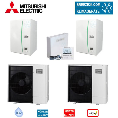 Mitsubishi Electric Wärmepumpen Kaskaden Set MP 2.112 R 22kW PUZ-WM112YAA + ERPX-YM9D + PAC-IF071B-E