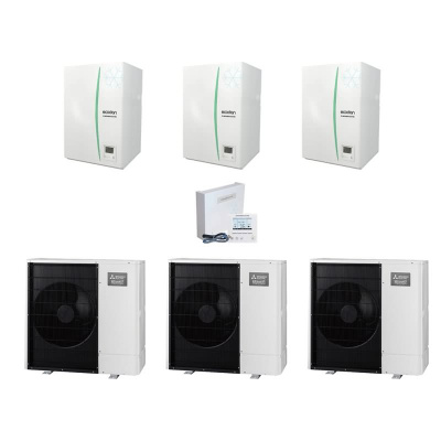 Mitsubishi Electric Wärmepumpen Kaskaden Set MP 3.112 R 33kW PUZ-WM112YAA + ERPX-YM9D + PAC-IF071B-E