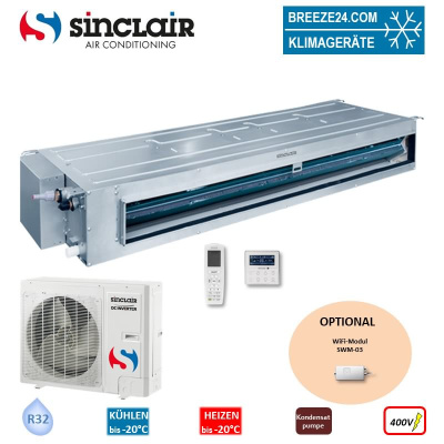 Sinclair Set ASD-42BI2 + ASGE-42BI2-3 Kanalgerät 12,1 kW R32 400V Klimaanlage