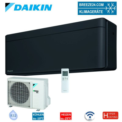 Daikin Set FTXTA30CB + RXTA30C2V1B Stylish Wandgerät schwarz Cold Region 3,0 kW WiFi Hyper Heating