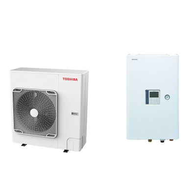 Toshiba Wärmepumpen Set ESTIA HWT-801HW-E + HWT-1101XWHT9W-E 8,0 kW Heizstab 9 kW IG:400V - AG: 230V