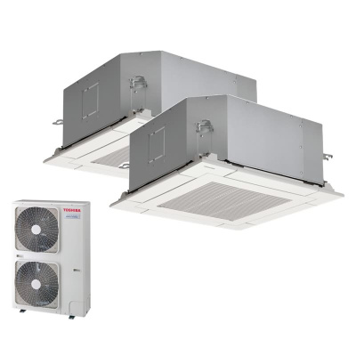 Toshiba Set 2 x RAV-HM561MUT-E + RBC-UM21PG(W)E + RAV-GP1101AT-E Deckenkassette Euroraster 5,0 kW