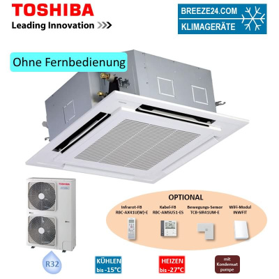 Toshiba Set RAV-HM1401UT-E + Blende RBC-U41PGW-E + RAV-GP1401AT-E 4-Wege-Deckenkassette 12,5 kW  R32