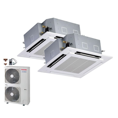 Toshiba Set 2 x RAV-HM561UT-E + Blende RBC-U41PGW-E + RAV-GP1101AT-E Deckenkassette 5,0 kW -  R32