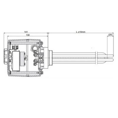 Elektrische Heizpatrone der Reihe TJ 1 1/2" mit Betriebsthermostat, ES/DZ 2.0 kW | 230 V