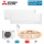 Mitsubishi Electric Set 2 Wandgeräte WiFi Kompakt 2,5 kW 2 x MSZ-AY25VGKP + MXZ-2F42VF4 Klimaanlage
