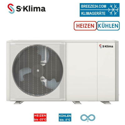 S-Klima SAS140RN2 Wärmepumpe Monoblock zum Heizen+Kühlen 16 kW 14 kW 2 Heizkreise