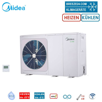 Midea Monoblock MHC-V16W/D2RN8-BER90 Luft/Wasser-Wärmepumpe Heizen 16 kW Kühlen 15 kW R32 400 V WiFi
