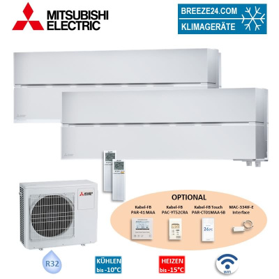 Mitsubishi Electric Set 2 Wandgeräte Diamond WiFi MSZ-LN35VG2W + MSZ-LN50VG2W + MXZ-3F68VF R32