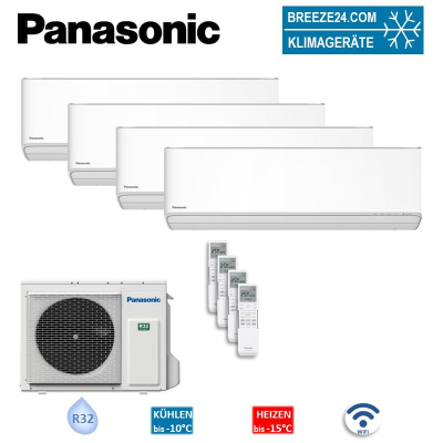 Panasonic Set 2 x CS-MZ16CKE + 2 x CS-Z25CKEW + CU-4Z68CBE Wandgeräte WiFi 1,6/1,6/2,5/2,5 kW R32