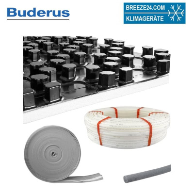 Buderus Fußbodenheizung-Set | Noppensystem | 11 mm Wärme-Dämmung | 24 m²