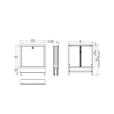 Unterputz-Verteilerschrank für Fußboden-Heizsysteme - Farbe weiß 2 - 3 Heizkreise