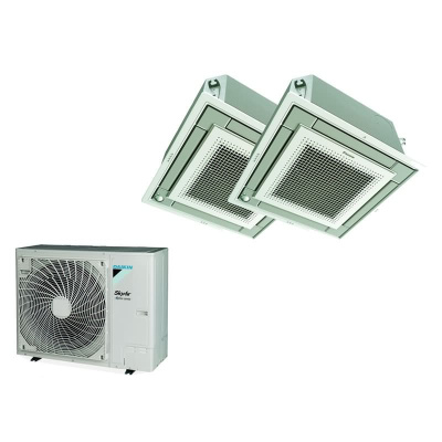 Daikin Klimaanlagen Set 2 x 4-Wege-Deckenkassette FFA50A9-0 | Silber | Blende BYFQ60CS + RZAG100NY1