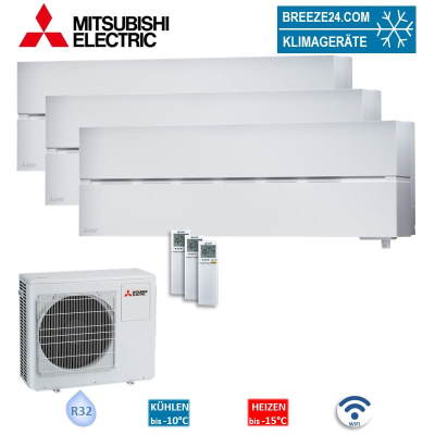 Mitsubishi Electric Set 2 x MSZ-LN18VG2W + MSZ-LN25VG2W + MXZ-3F54VF4 Wandgeräte Diamond 1,8/2,5 kW