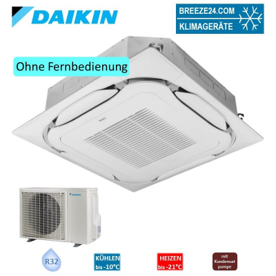 Daikin Set 4-Wege-Deckenkassette FCAG50B-2 + Blende BYCQ140EW standard reinweiss + RXM50A 5,0 kW R32
