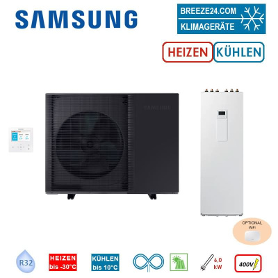 SAMSUNG AE080BXYDGG Luft/Wasser Wärmepumpe + AE260RNWMGG Hydromodul 8 kW 2 Heizkreise 260 L 400V