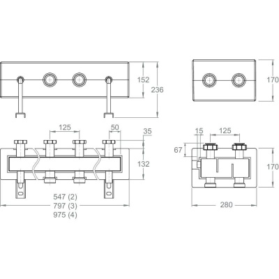 LK Armatur LK 860 Verteilerleiste | 2-fach | mit hydraulischer Weiche | G 1 1/2" | C/C 125 | 182350
