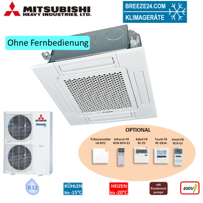 Mitsubishi Heavy Set 4-Wege-Deckenkassette 12,5 kW Standardpaneel FDT125VH + FDC125VSX-W R32