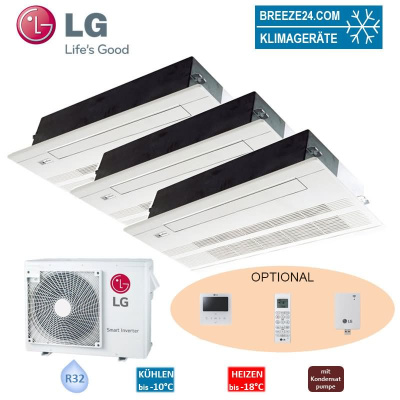 LG Set 3 x 1-Wege-Deckenkassette 2,6/3,5 kW MT09R NU1 + 2 x MT11R NU1 mit Blende + MU3R21 U24A0 R32