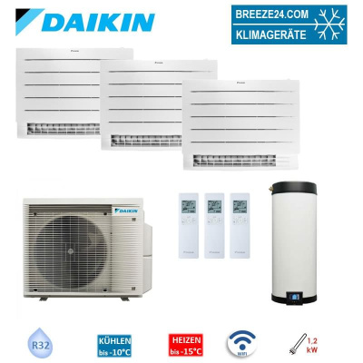 Daikin 4MWXM52A9 Multi+ Set 3 x Perfera WiFi Truhengeräte FVXM25B + Wassertank 120L  EKHWET120BV3