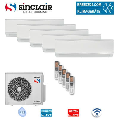 Sinclair Set 4 x SIH09BIK + SIH12BIK + MV-E42BI2 Wandgeräte KEYON WiFi 2,7/ 3,2 kW