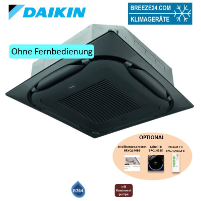 Daikin FXFN50B CO2 4-Wege-Deckenkassette 5,6 kW - VRV mit Standardblende schwarz BYCQ140EB | R744