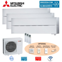 Mitsubishi Electric Set 3 Wandgeräte Diamond WiFi  2...