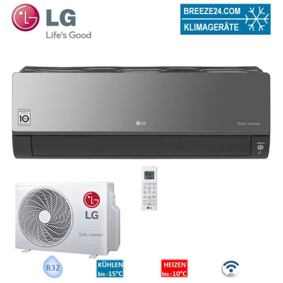 LG Set WiFi Wandgerät Artcool Mirror 3,5 kW - AA12SP.NS1 + AA12SP.U18  | Raumgröße 35 - 40 m² | R32