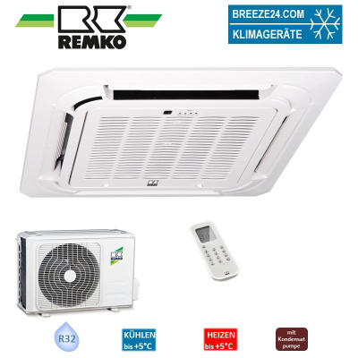 Remko Set 5,3 kW - RVD 525 DC Inv. 4-Wege-Deckenkassette Euroraster + Aussengerät R32 Klimaanlage